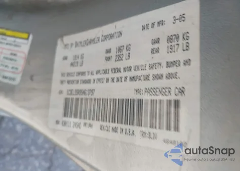 2005 Chrysler Sebring Touring from USA, damaged, VIN 1C3EL55R95N613797